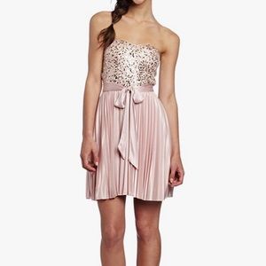 Pink Sequin Corset Strapless Dress